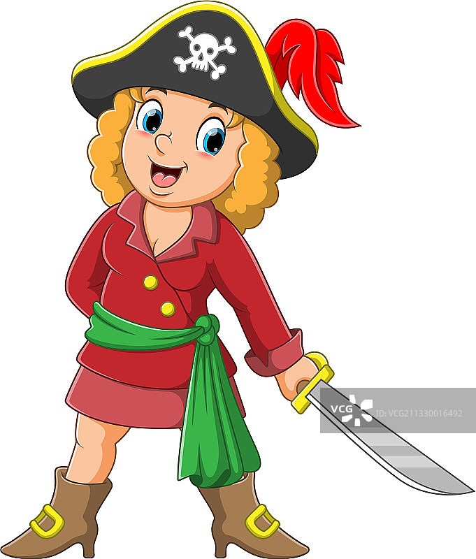 漂亮的海盗女孩拿着剑图片素材
