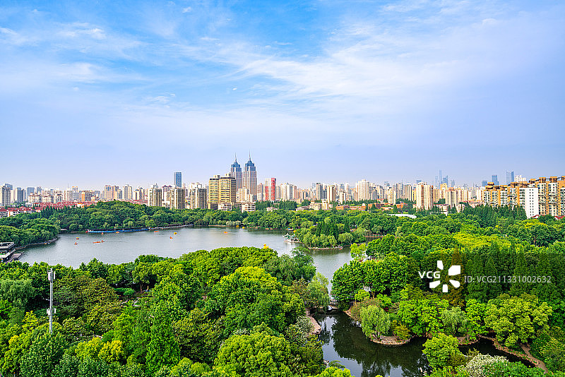 上海城市长风公园全景图片素材