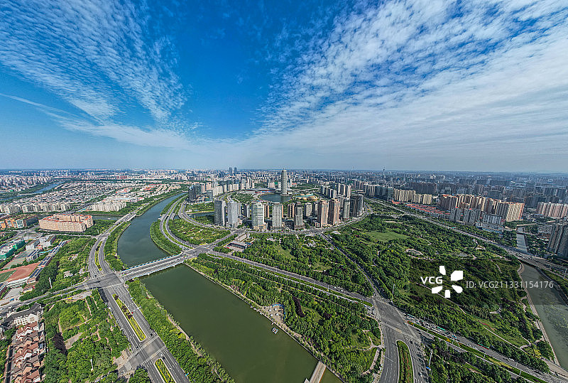 航拍郑州东区CBD城市风光全景图片素材