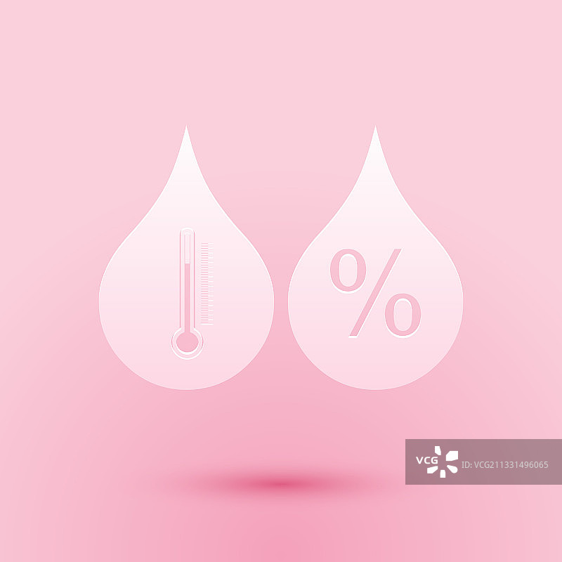 剪纸湿度图标孤立在粉红色图片素材