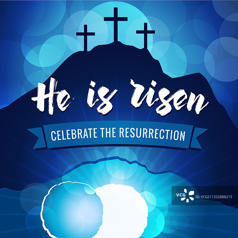 嗨，复活复活节圣周旗帜深蓝色图片素材