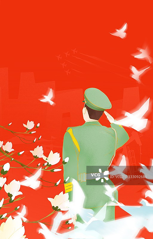 中国风八一建军节插画图片素材