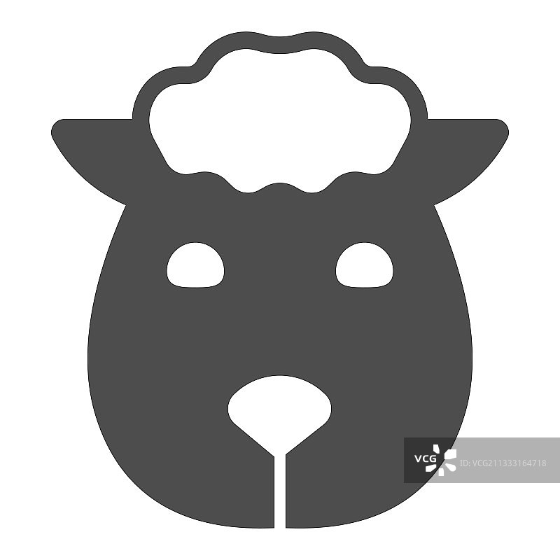 羊头固体图标家畜概念图片素材