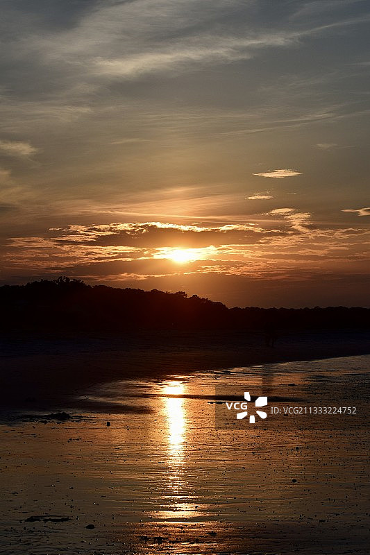 日落时的海景，希尔顿海德岛，美国南卡罗莱纳州，美国图片素材