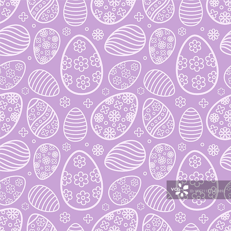 复活节无缝模式设置在柔和的紫色图片素材