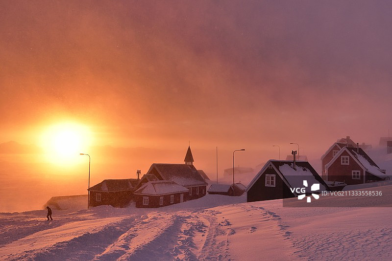 2016年2月，格陵兰伊托克托罗米特村图片素材