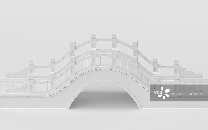 白色的中国风的桥 3D渲染图片素材