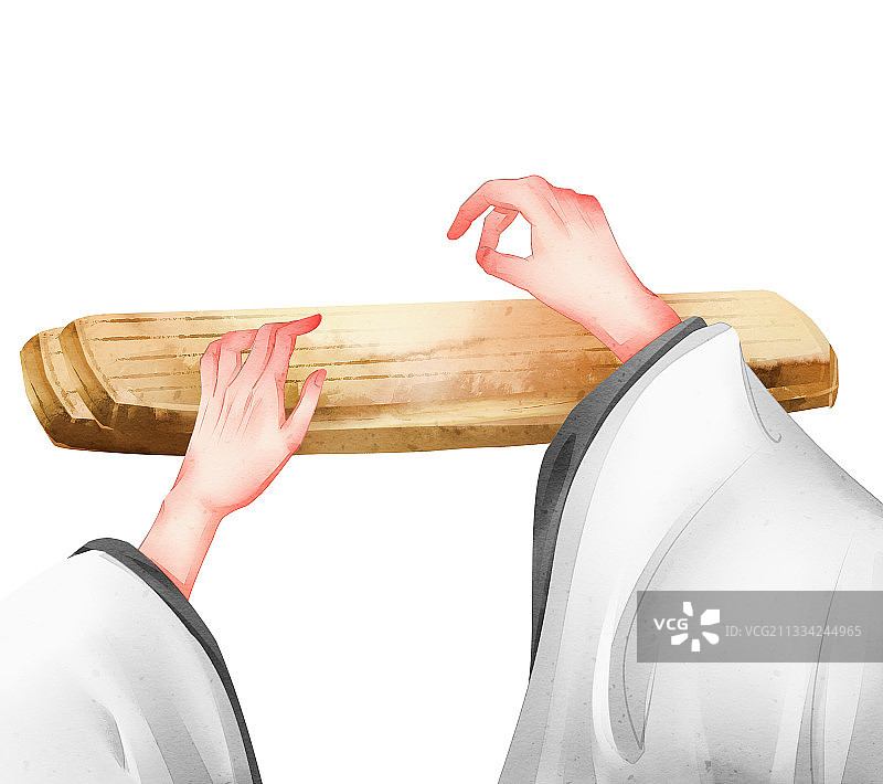 中国风弹琴插画元素图片素材