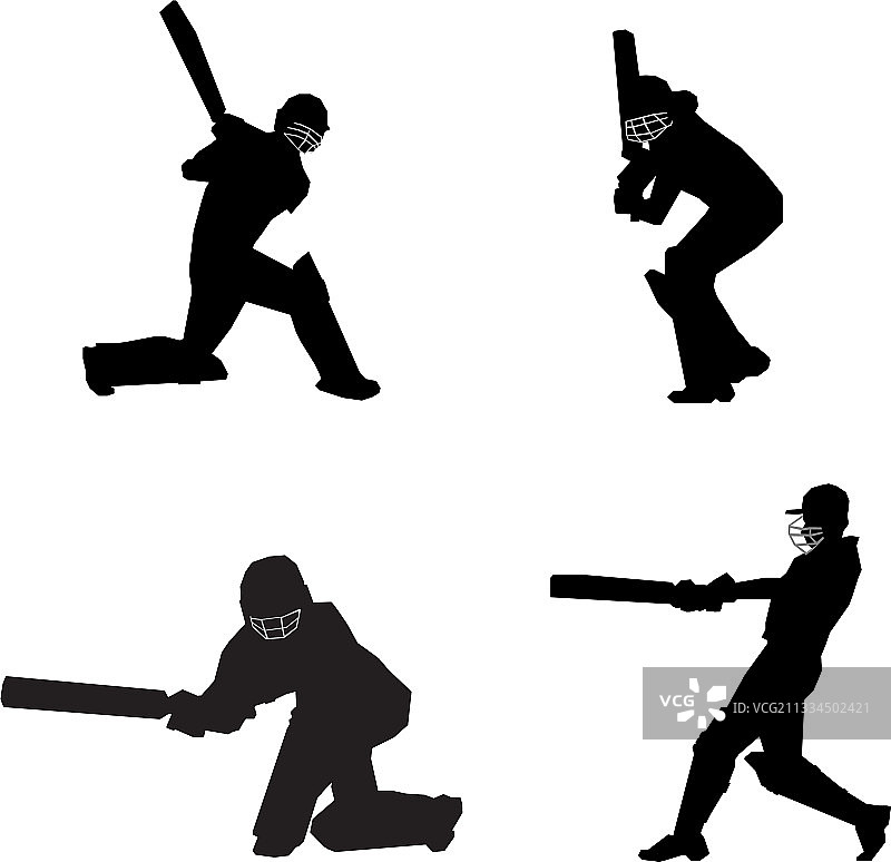 板球运动员击球手击球的剪影图片素材