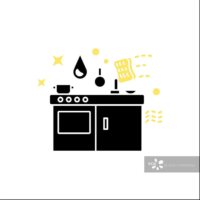 厨房清洁字形图标图片素材