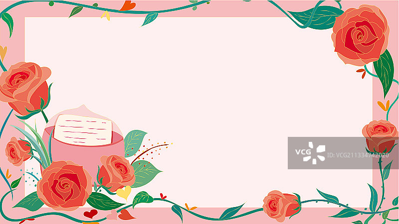 玫瑰信封背景七夕情人节矢量插画图片素材