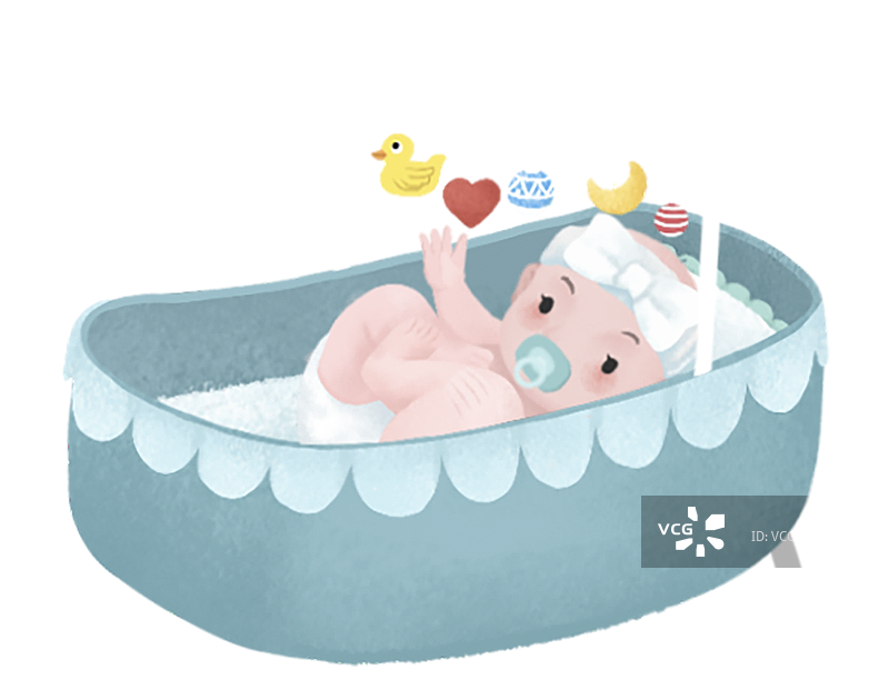 躺在婴儿床上的婴儿图片素材