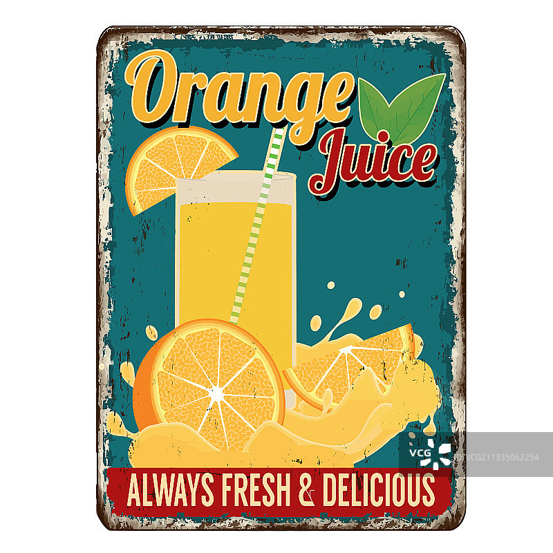 橙汁陈旧生锈的金属标志图片素材