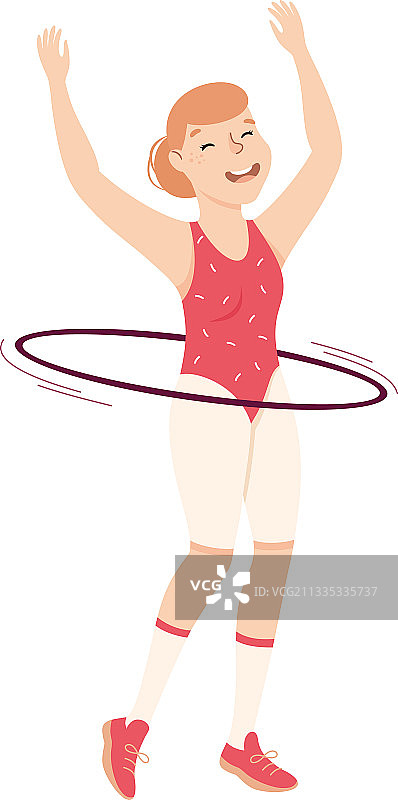 年轻女性穿着运动服在健身房跳草裙舞图片素材