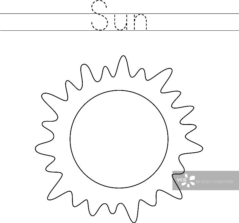 追踪字母与太阳写作练习图片素材