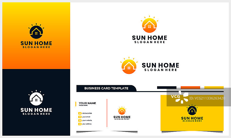 家或房子有太阳日出日落的标志图片素材