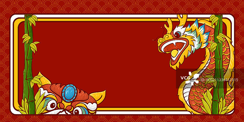 春节龙狮背景图片素材