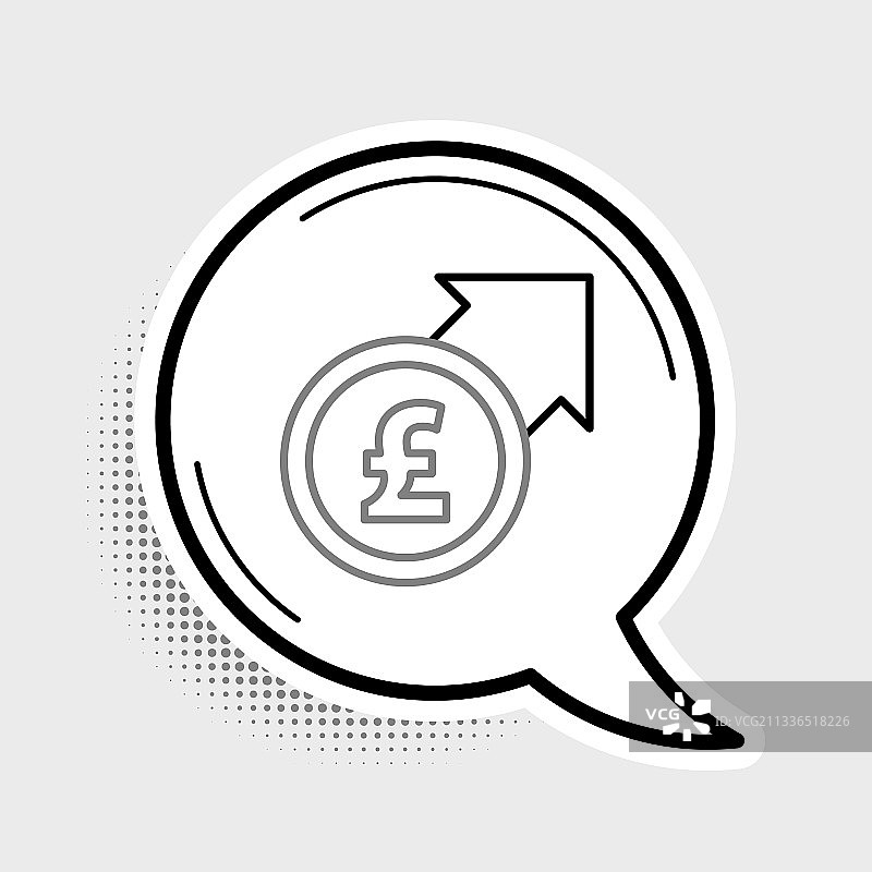 线金融增长和英镑硬币图标图片素材