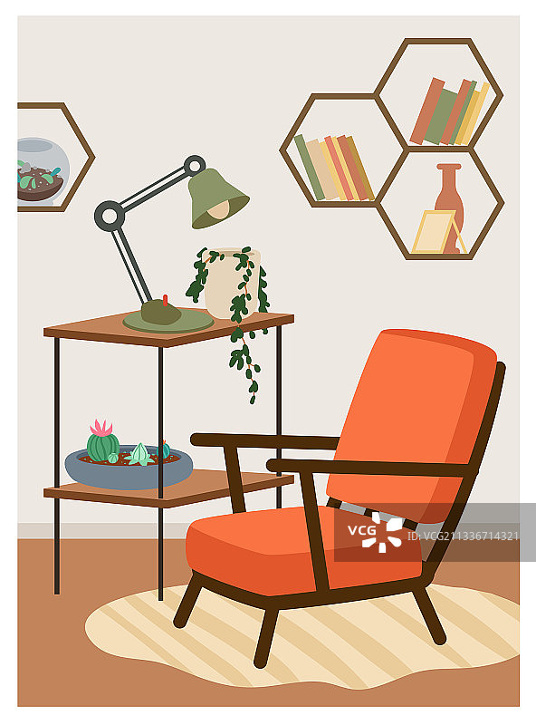 波西米亚住宅与扶手椅常春藤植物灯图片素材