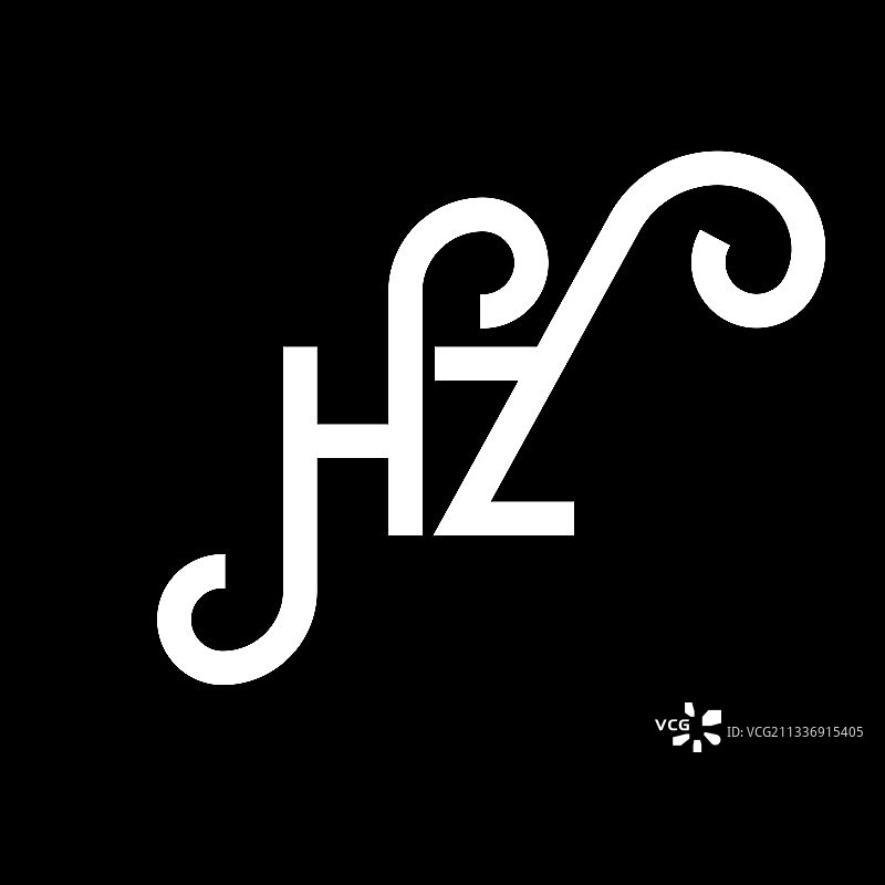 字母Hz标志设计上以黑色Hz为背景图片素材