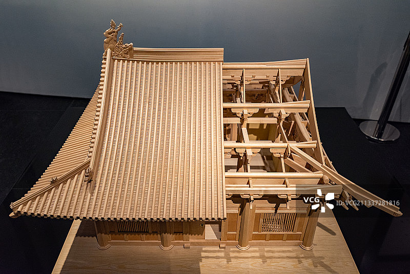 郑州博物馆初祖庵古建筑榫卯结构木结构剖面模型图片素材