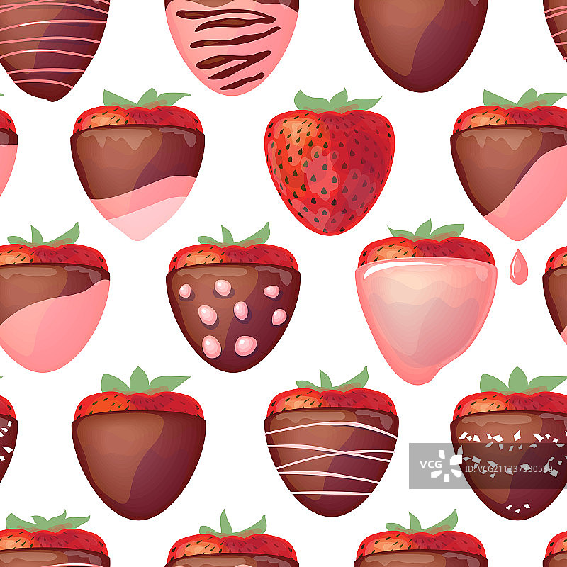 无缝图案与草莓在巧克力图片素材