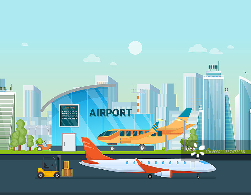 机场候机楼和飞机出租车图片素材