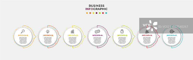 业务信息图时间轴有7个步骤图片素材