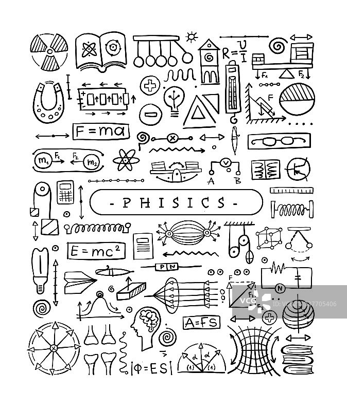 物理图标符号和符号艺术背景图片素材