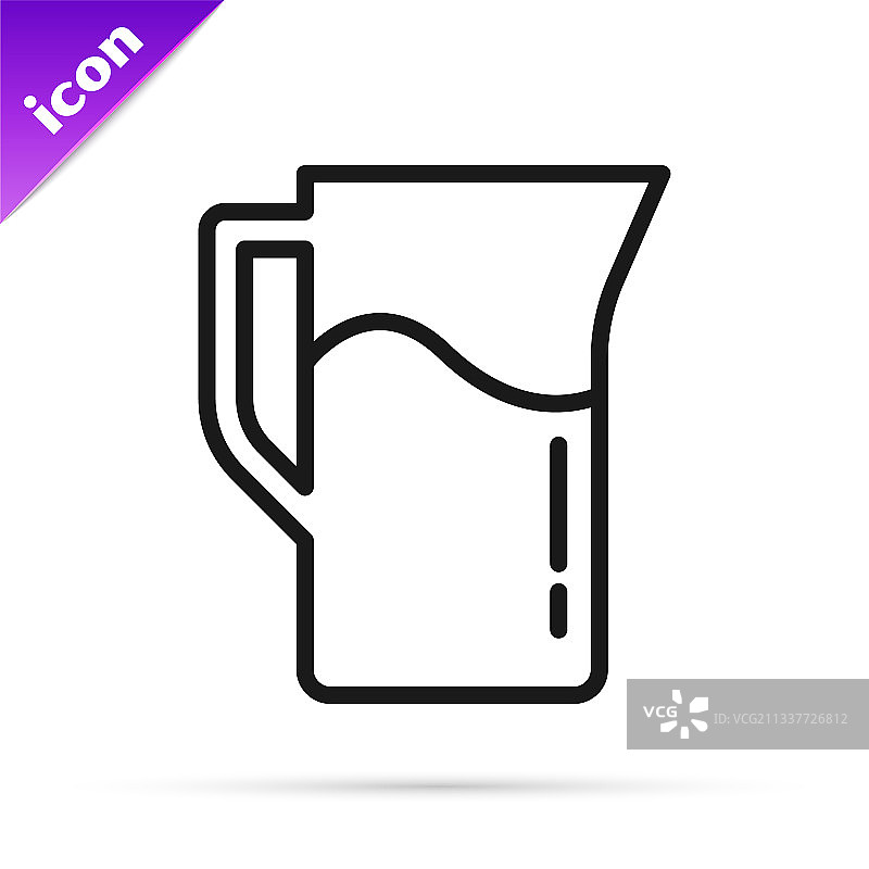 黑线牛奶罐或水罐图标孤立上图片素材