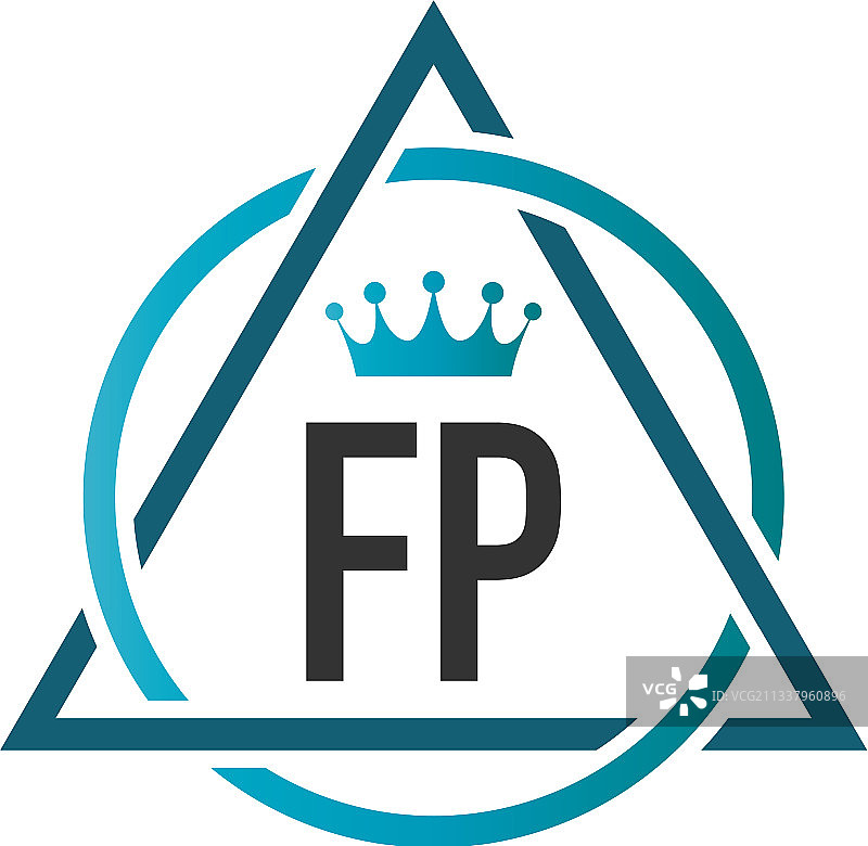 首字母fp圆三角形标志设计图片素材
