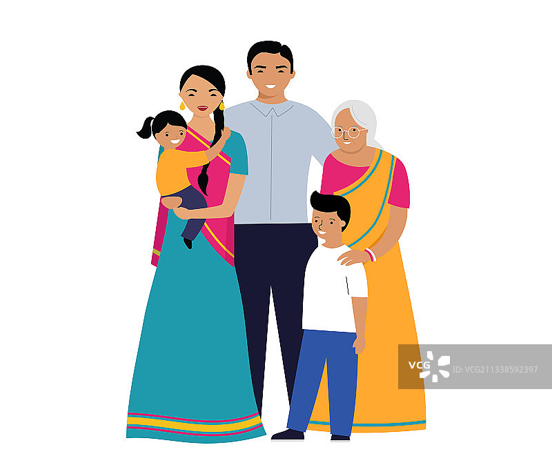 印度家庭三代人的家庭图片素材