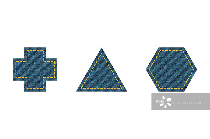 设置蓝色牛仔布补丁交叉三角形六边形图片素材