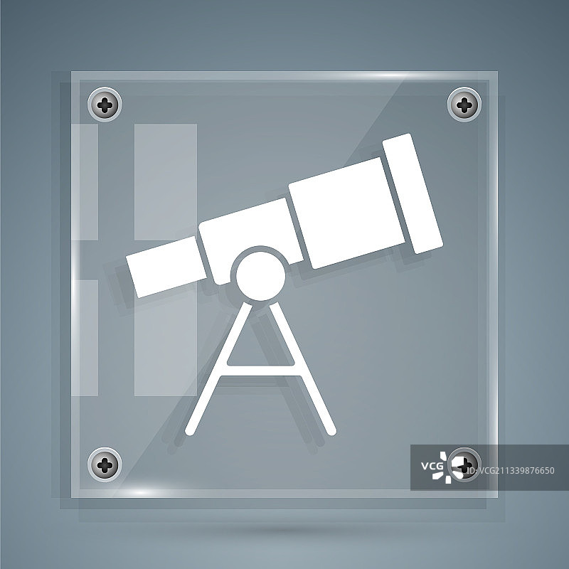 白色望远镜图标孤立在灰色背景图片素材