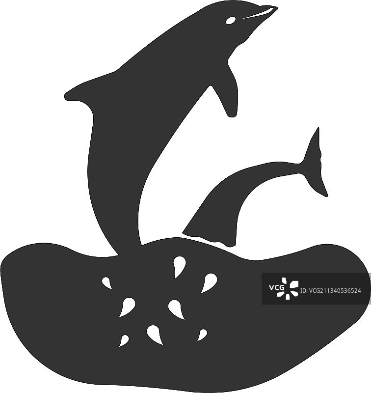 两只海豚在水中游泳的图标图片素材