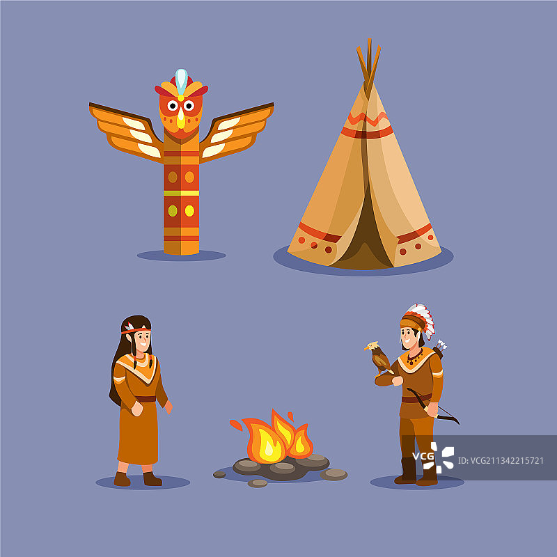 印第安土著美国人的种族象征集图片素材