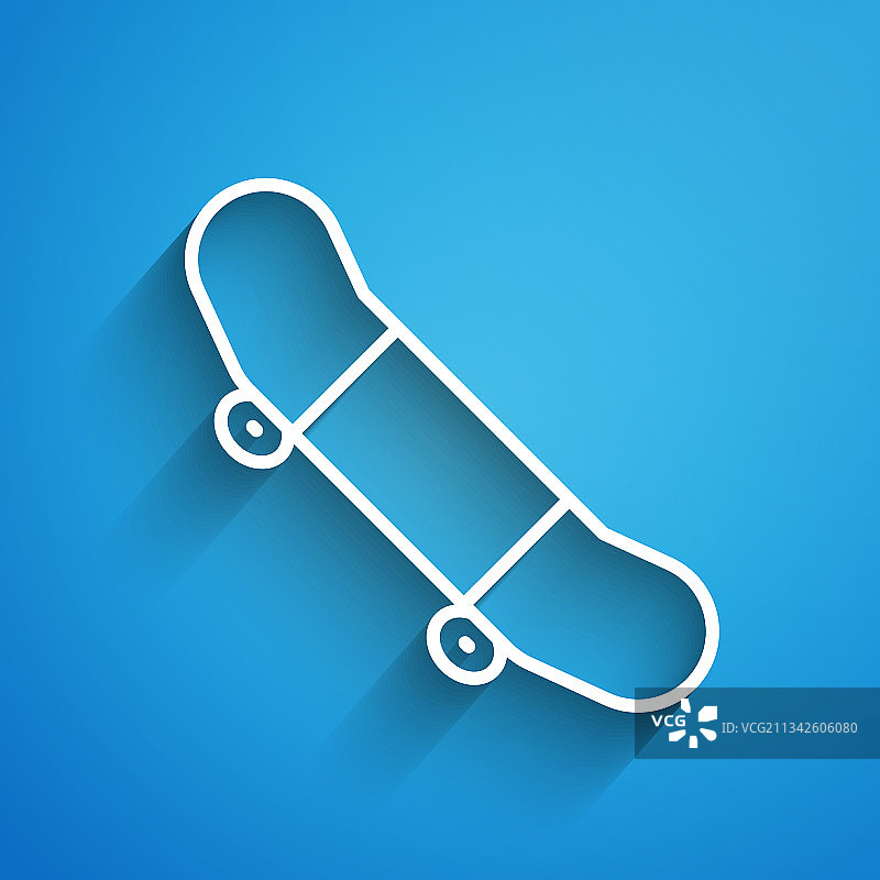 白色线滑板把戏图标孤立在蓝色图片素材