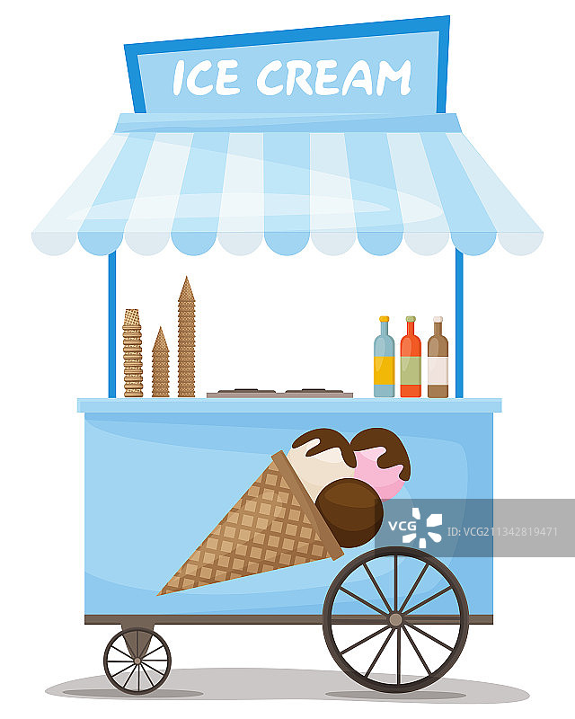 五颜六色的冰淇淋车街边小摊图片素材