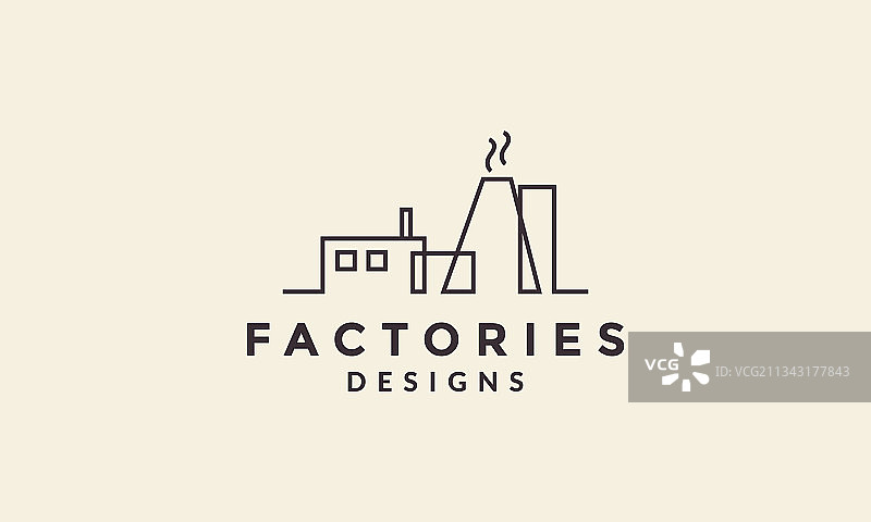 连续线建筑工厂的标志图标图片素材