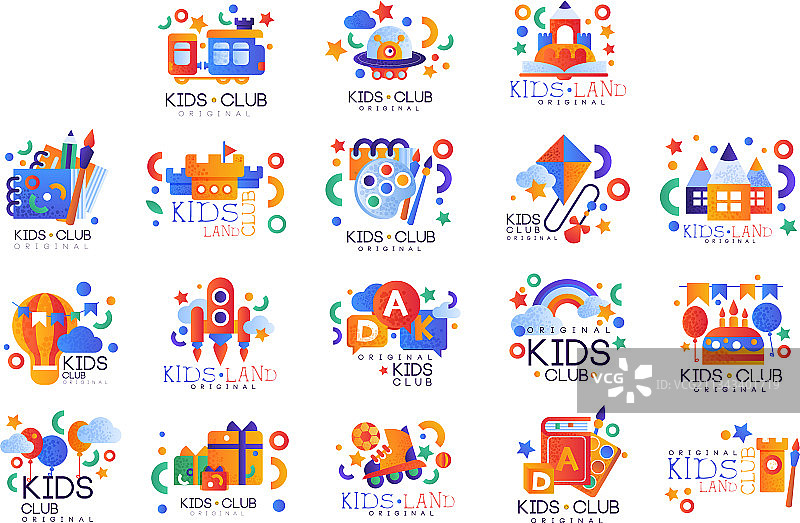 Set kids club logo模板原创设计图片素材