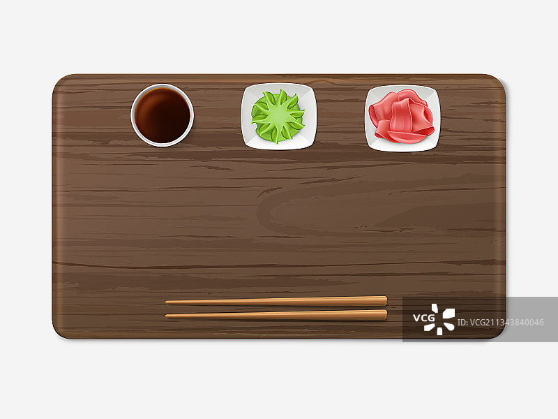 寿司托盘配上日式料理调料图片素材