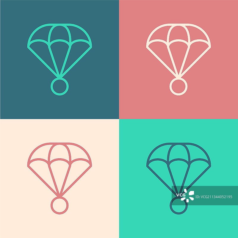 波普艺术线降落伞图标孤立的颜色图片素材