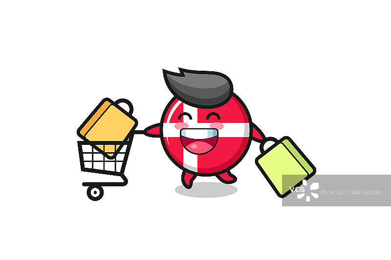 黑色星期五与可爱的丹麦国旗徽章吉祥物图片素材