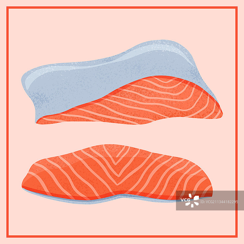 新鲜可口的三文鱼海鱼片手图片素材