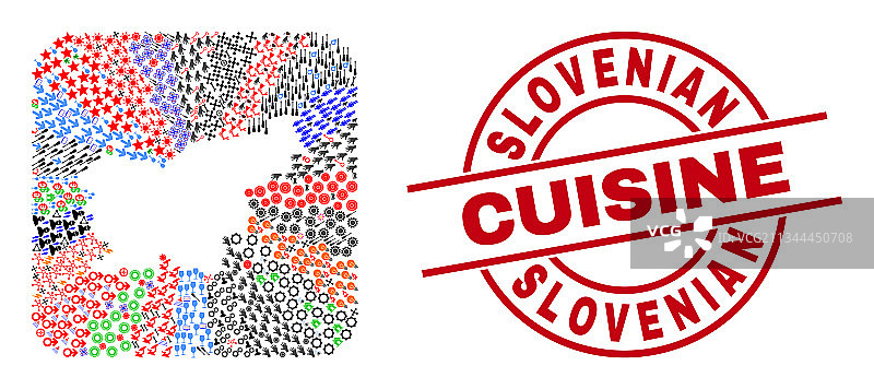 斯洛文尼亚美食徽章和斯洛文尼亚地图孔图片素材