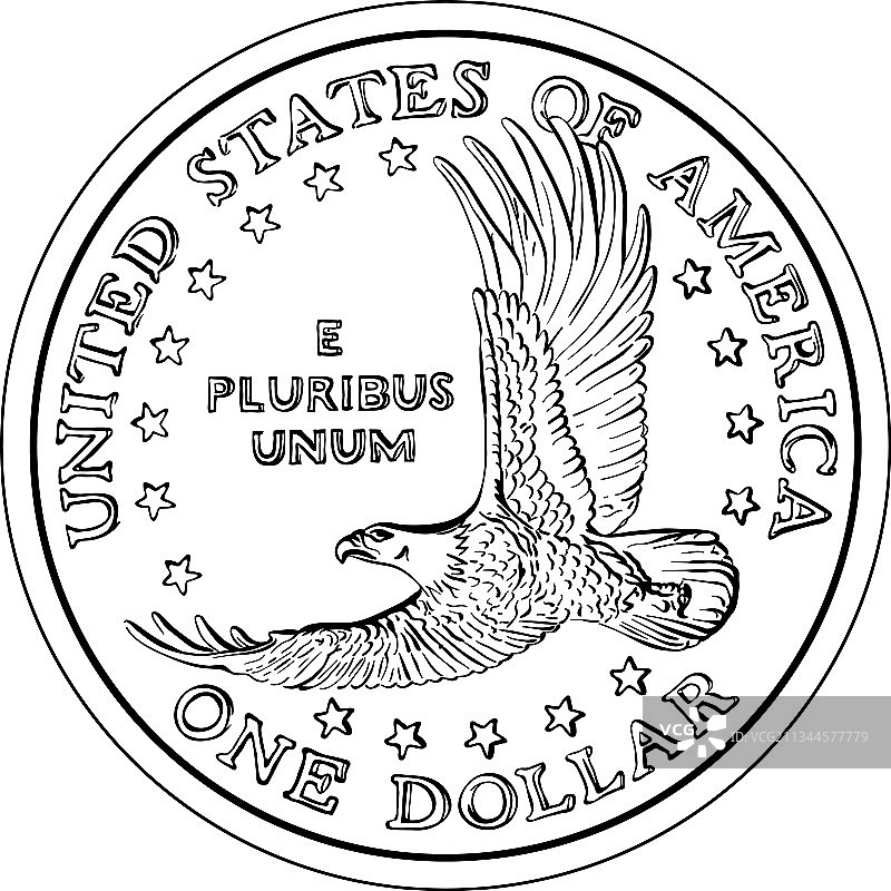 美国货币有鹰的一美元硬币图片素材