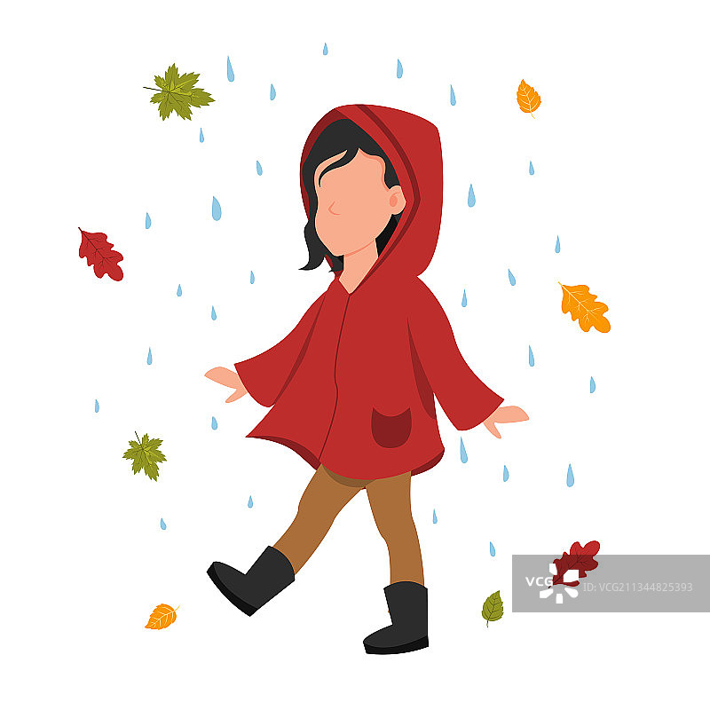 女孩在秋雨中奔跑好玩的活动图片素材