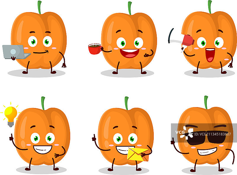 杏与各种类型的商业表情符号图片素材