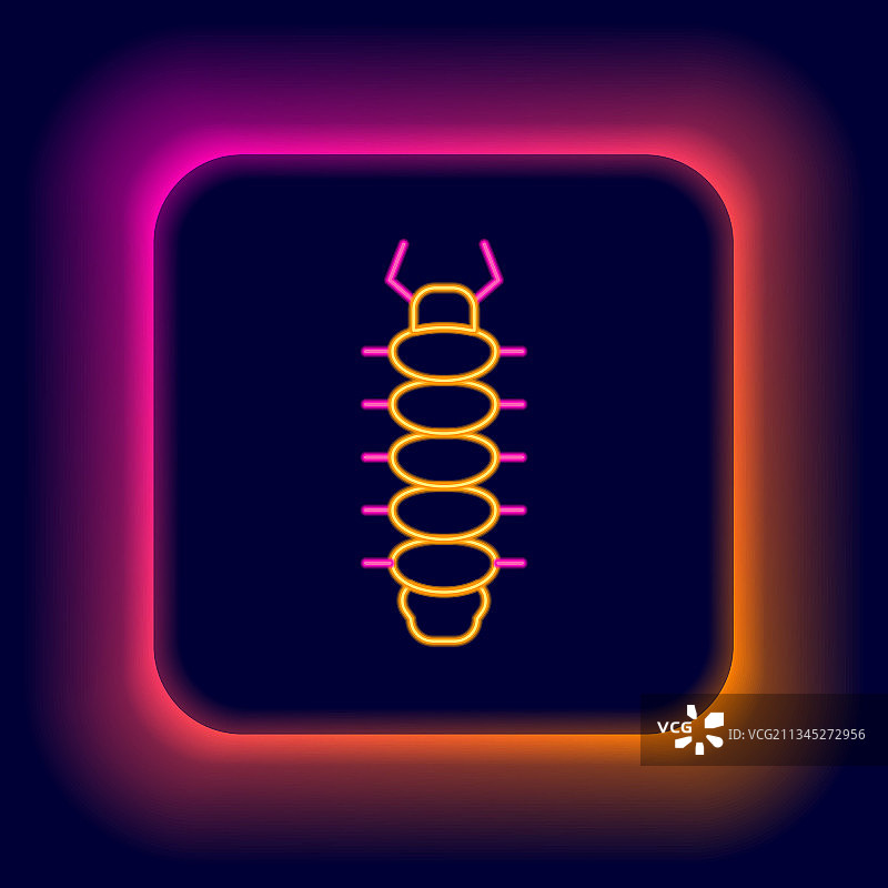 发光的霓虹灯线蜈蚣昆虫图标孤立图片素材