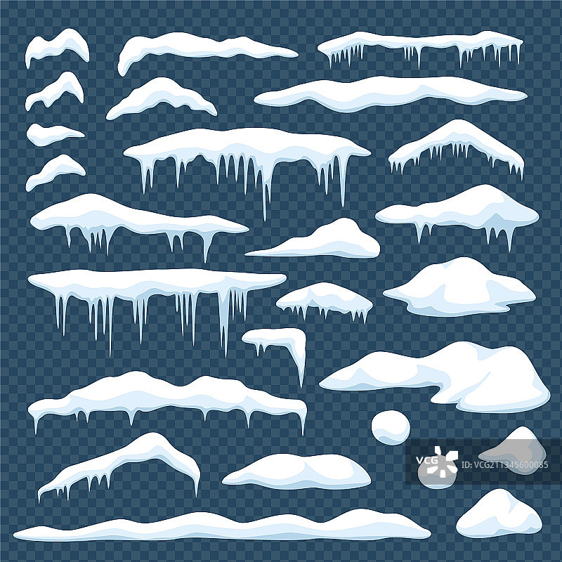 卡通雪窗或屋顶雪帽图片素材